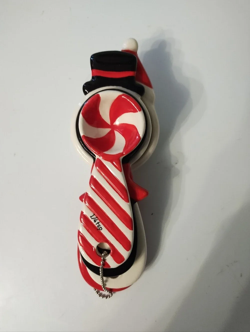 Holiday Ceramic Measuring Spoon Set - Santa, Snowman, Penguin, Candy Cane